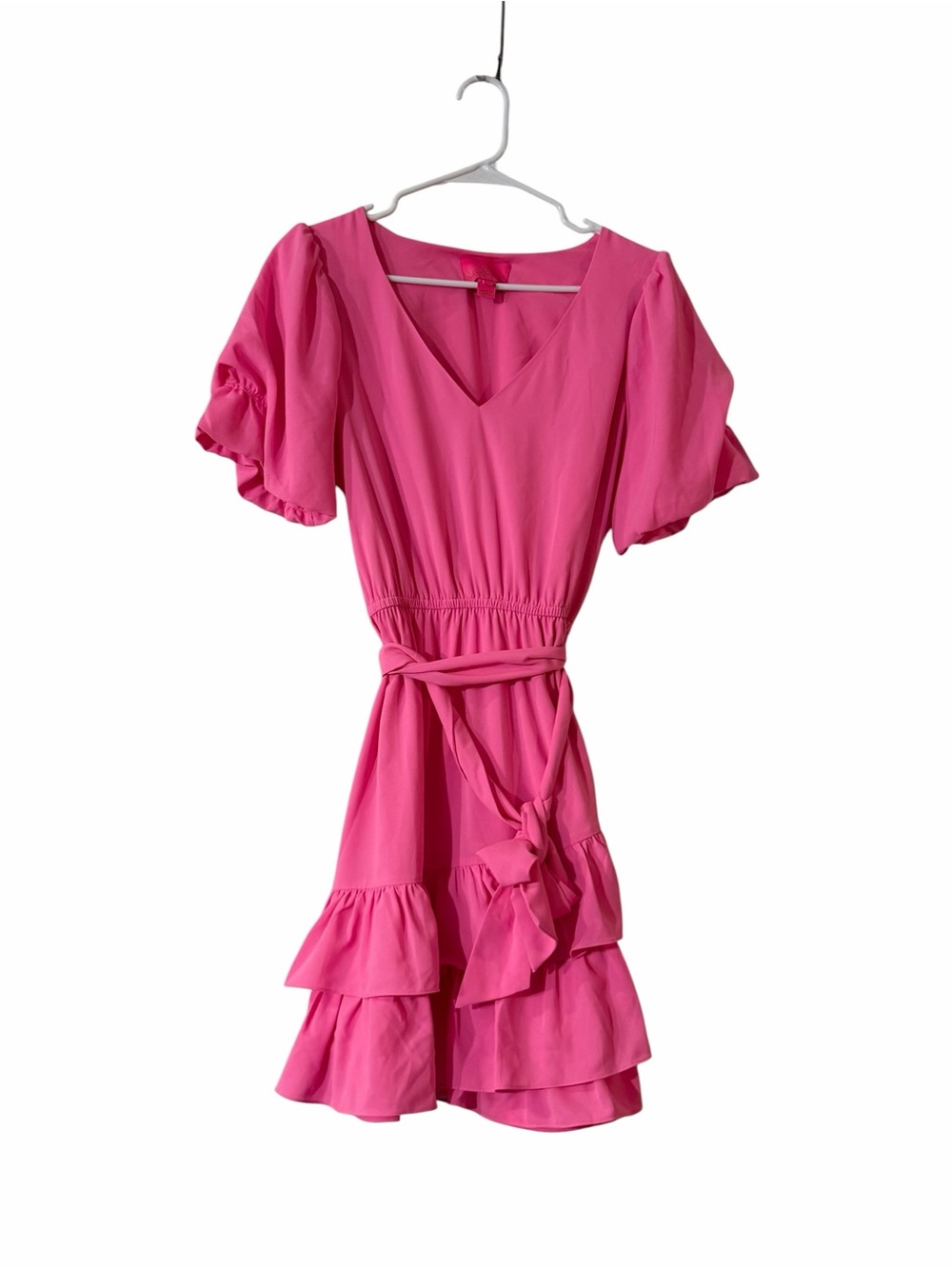 Lilly Pulitzer Martha Stretch Dress Prosecco Pink Ruffle Size 8 Barbiecore - Picture 4 of 8